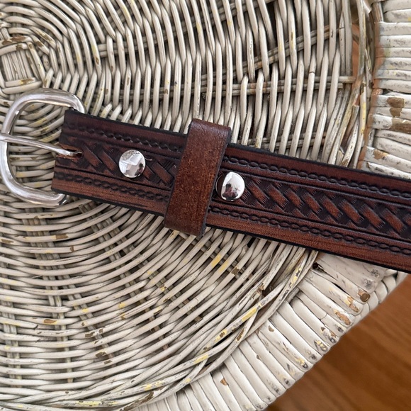 Genuine Leather Brown Belt with Silver Buckle - Picture 3 of 5